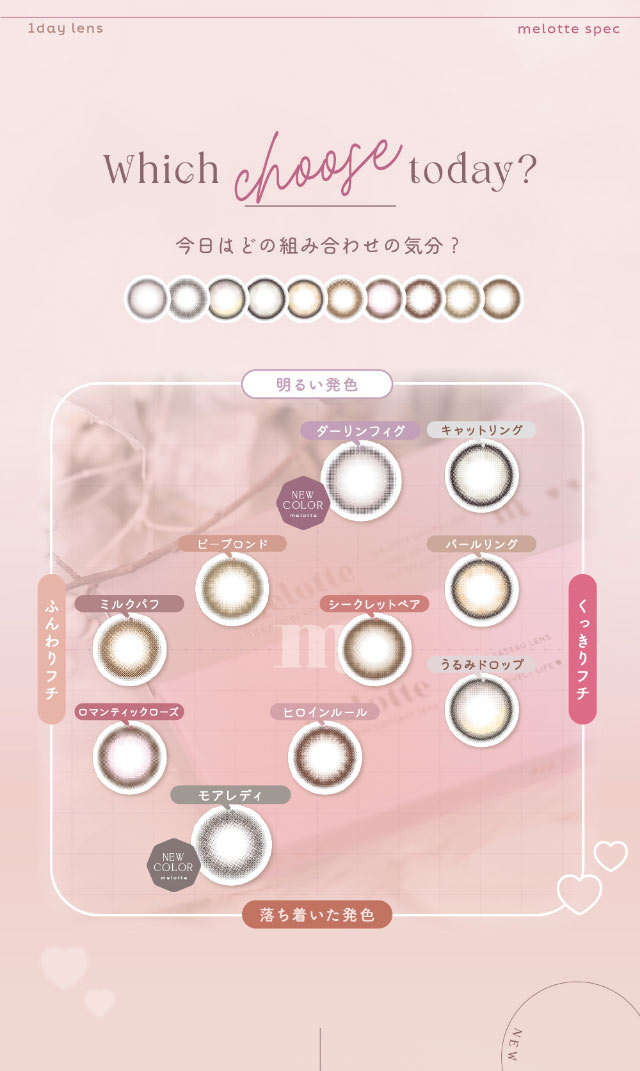 メロットのカラーチャートマップ|メロっとさせる私の魅力。吉田朱里ちゃん(アカリン)プロデュースのワンデーカラコン|コンタクト買うならドラッグ新生堂/くすりのハッピーコンタクトレンズストア